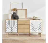 Sweeek - 160Cm Wooden-Effect Sideboard Mika White 160X40X74 Cm