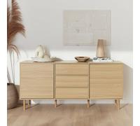 Sweeek - 160Cm Wooden-Effect Sideboard Mika Natural 160X40X74 Cm
