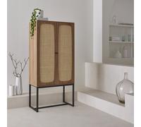 Sweeek - 165Cm Sideboard With Wood And Cane Effect Natural 80X40X165 Cm - Retro