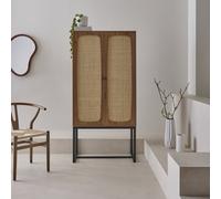 Sweeek - 165Cm Sideboard With Wood And Cane Effect Retro Natural 80X40X165 Cm