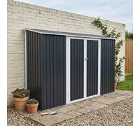 sweeek 2.57 m² lean-to garden shed galvanized steel with anchoring kit in Dark Grey swe ark Grey