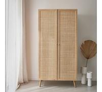 sweeek 2-door cane & wood-effect wardrobe in Beige swe eige