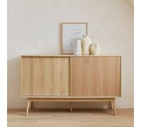 Sweeek - 2-Door Scandi-Style Buffet With Wood Effect Natural 150X39.5X90 Cm - Linear