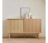 Sweeek - 2-Door Scandi-Style Buffet With Wood Effect Natural 150X39.5X90 Cm - Linear