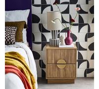 Sweeek - 2-Drawer Bedside Table In Grooved Mango Wooden Effect 42X38X50 Cm - Celian