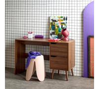 Sweeek - 2-Drawer Desk With Vintage Walnut Effect Nepal Walnut Effect 120X48X75 Cm