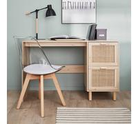 Sweeek - 2-Drawer Woven Rattan Desk Camargue Natural 120X48X75 Cm