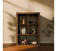 Sweeek - 2-Level Bookshelf With 6 Compartments Walnut 111.2X39X76 Cm - Basiks