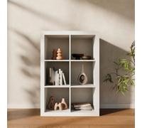 Sweeek - 2-Level Bookshelf With 6 Compartments White 76X39X111.2 Cm - Basiks