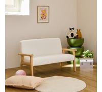 sweeek 2-seater children's bench in boucle fabric & rubberwood in White sweeek White