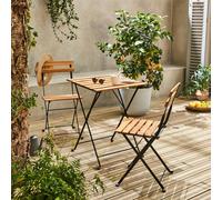 Sweeek - 2-Seater Foldable Bistro Garden Table With Chairs Black 54X55X71 Cm - Malaga