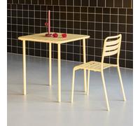 Sweeek - 2-Seater Metal Garden Table, Yellow, Amelia, 70X70Cm, Rustproof Finish, Slats And Rounded Edges