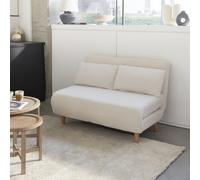 Sweeek - 2-Seater Scandi-Style Folding Sofa Bed Guesta Boucle Off-White Boucle 120X89X80 Cm