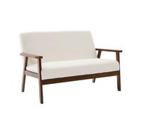 Sweeek - 2-Seater Scandi-Style Sofa In Boucle Light Walnut Stained Legs Isak Boucle Off-White Boucle 114X69.5X73 Cm