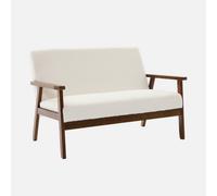 Sweeek - 2-Seater Scandi-Style Sofa In Boucle Light Walnut Stained Legs Isak Boucle Off-White Boucle 114X69.5X73 Cm