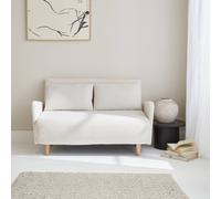 Sweeek - 2-Seater Scandinavian Convertible Sofa With Boucle Fabric Panam Boucle Off-White Boucle 131X75X81 Cm