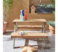Sweeek. 2-Seater Wooden Picnic Table For Children Caroline Sage Green 71X35.5X50 Cm