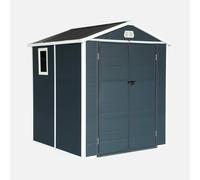 Sweeek - Plastic Garden Shed 3.65 M2 Anthracite Steel And Aluminium Structure Double-Pitched Roof And Large Entrance Door 192