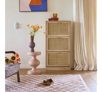 sweeek 3-door Shoe Cabinet With Cane & Wood Effect in Light Brown sweeek Light Brown