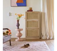 sweeek 3-door Shoe Cabinet With Cane & Wood Effect in Light Brown sweeek Light Brown