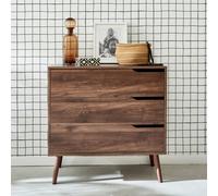 Sweeek - 3-Drawer Chest With Walnut Wood Effect Walnut Wood-Effect 80X40X80 Cm - Nepal
