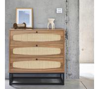 sweeek 3-drawer Chest With Wood & Cane Effect in Light Brown sweeek Light Brown