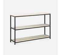 Sweeek. 3-Level Industrial Bookcase With Wood And Metal Effect Loft Black 120X30X80 Cm