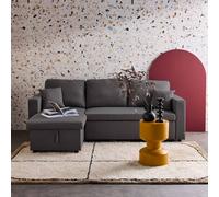 Sweeek. 3-Seater Reversible Corner Sofa Bed With Storage Convertible Smile Charcoal Grey 213.5X136.5X83 Cm