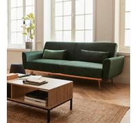 Sweeek. 3-Seater Convertible Sofa Bed Green Velvet