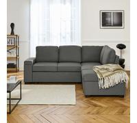 Sweeek - 3-Seater Corner Sofa Bed With Footstool Carl Charcoal Grey 223X83X89 Cm