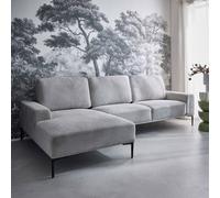 sweeek 3-seater Corner Sofa Left-hand In Fabric & Metal in Light Grey sweeek Light Grey