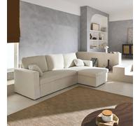 sweeek 3-seater large corduroy corner sofa bed in White sweeek White