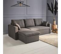 Sweeek. 3-Seater Reversible Corner Sofa Bed With Storage Convertible Smile Charcoal Grey 213.5X136.5X83 Cm