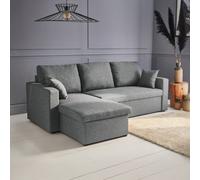 Sweeek. 3-Seater Reversible Corner Sofa Bed With Storage Convertible Smile Light Grey 213.5X136.5X83 Cm