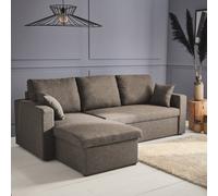 Sweeek - 3-Seater Reversible Corner Sofa Bed With Storage Ida Taupe Grey 219X84X68 Cm