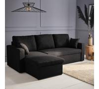 Sweeek - 3-Seater Reversible Corner Sofa Bed With Storage Ida Black 219X84X68 Cm