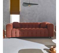 sweeek 3-seater Sofa Upholstered In Textured Boucle Fabric in Terracotta sweeek Terracotta