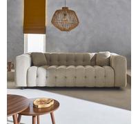 Sweeek - 3-Seater Sofa Upholstered In Textured Boucle Fabric Leon Beige 99X229X71 Cm