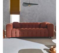 Sweeek - 3-Seater Sofa Upholstered In Textured Boucle Fabric Leon Terracotta 229X99X71 Cm