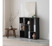 Sweeek. 3-Shelf Bookcase With 6 Compartments Pieter Black 83X23X80 Cm
