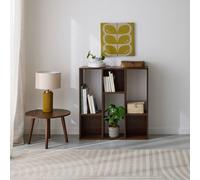 Sweeek. 3-Shelf Bookcase With 6 Compartments Pieter Walnut 83X23X80 Cm