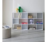 Sweeek - 3-Shelf Bookshelf With 12 Compartments Pieter White 140X23X80 Cm
