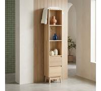 Sweeek - 3-Shelf Storage Column Natural Wood Decor With 2 Drawers 35X25X167 Cm - Linear