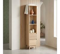 sweeek 3-shelf storage column wood decor with 2 drawers in Beige swe eige