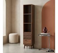 sweeek 3-shelf storage column wood decor with 2 drawers in Dark Brown swe ark Brown