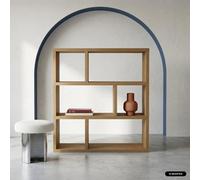 Sweeek - 3-Tier Asymmetrical Bookshelf With 6 Compartments Mango Wood Effect 111.2X39X115.2 Cm - Basiks