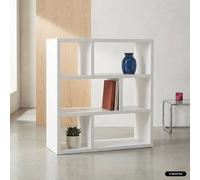 Sweeek - 3-Tier Asymmetrical Bookshelf With 6 Compartments White 111.2X39X115.2 Cm - Basiks