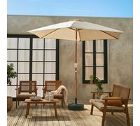 Sweeek - 3M Round Parasol Wood-Effect Pole Touquet Sand