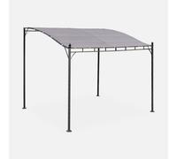 Sweeek - 3X2.5M Wall-Mounted Pergola Brestum Beige-Brown 298X249X248 Cm