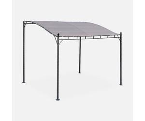 Sweeek - 3X2.5M Wall-Mounted Pergola Brestum Beige-Brown 298X249X248 Cm